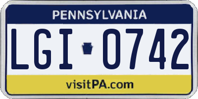 PA license plate LGI0742