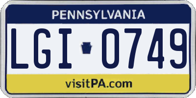 PA license plate LGI0749