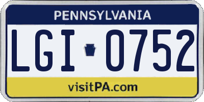 PA license plate LGI0752