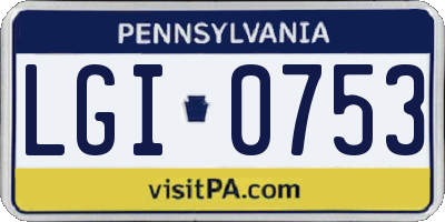 PA license plate LGI0753