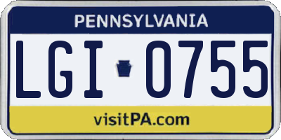 PA license plate LGI0755