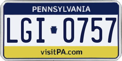 PA license plate LGI0757