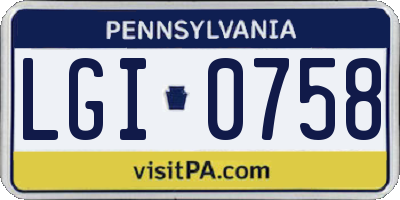 PA license plate LGI0758