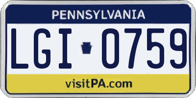 PA license plate LGI0759