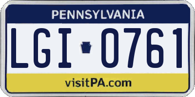 PA license plate LGI0761