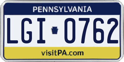 PA license plate LGI0762
