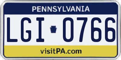 PA license plate LGI0766