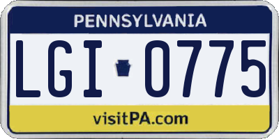 PA license plate LGI0775