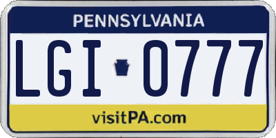 PA license plate LGI0777
