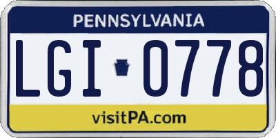 PA license plate LGI0778