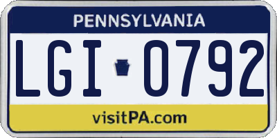 PA license plate LGI0792