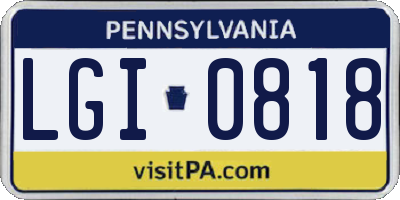 PA license plate LGI0818