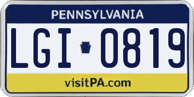 PA license plate LGI0819