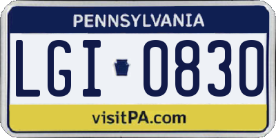 PA license plate LGI0830