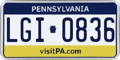 PA license plate LGI0836