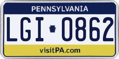 PA license plate LGI0862
