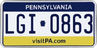 PA license plate LGI0863