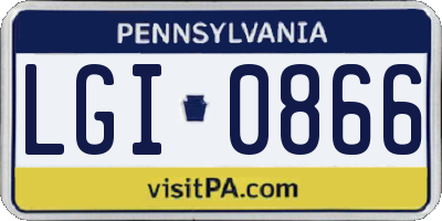 PA license plate LGI0866