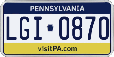 PA license plate LGI0870