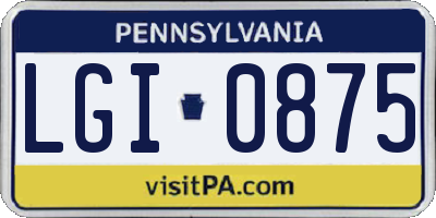PA license plate LGI0875