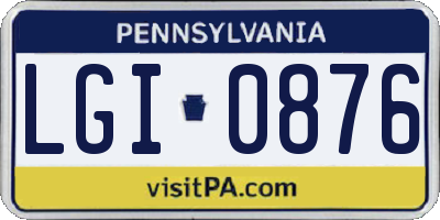 PA license plate LGI0876