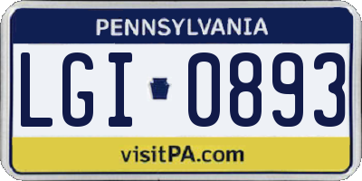 PA license plate LGI0893