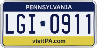 PA license plate LGI0911