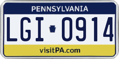PA license plate LGI0914