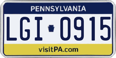 PA license plate LGI0915