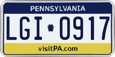 PA license plate LGI0917