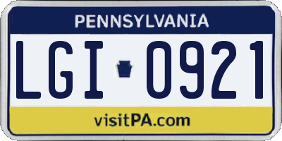 PA license plate LGI0921