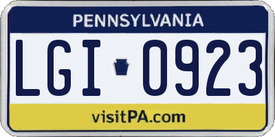 PA license plate LGI0923
