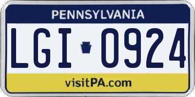 PA license plate LGI0924