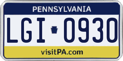 PA license plate LGI0930