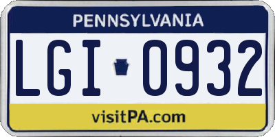 PA license plate LGI0932