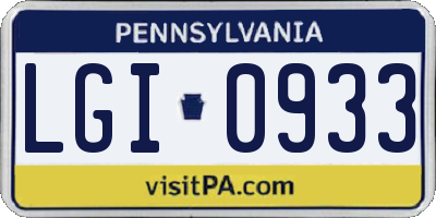 PA license plate LGI0933