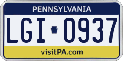 PA license plate LGI0937