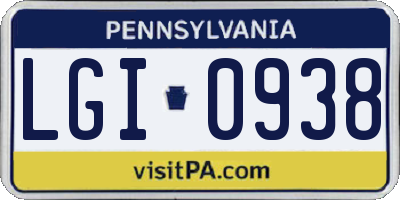 PA license plate LGI0938