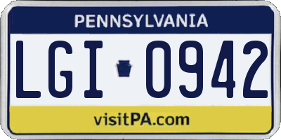 PA license plate LGI0942