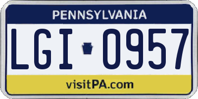 PA license plate LGI0957