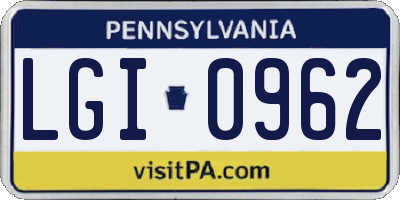 PA license plate LGI0962
