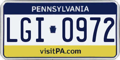 PA license plate LGI0972