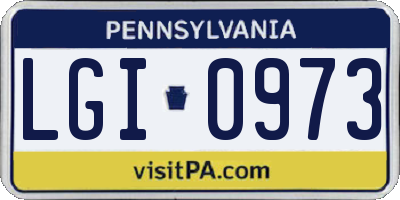 PA license plate LGI0973