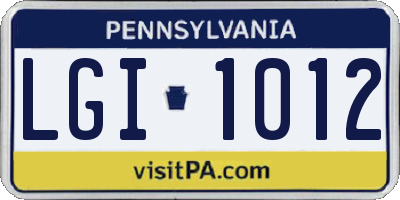 PA license plate LGI1012