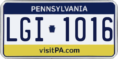 PA license plate LGI1016