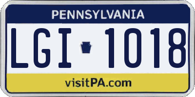 PA license plate LGI1018