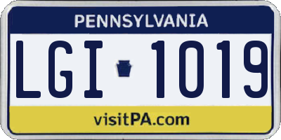 PA license plate LGI1019