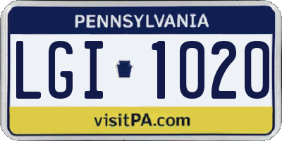 PA license plate LGI1020