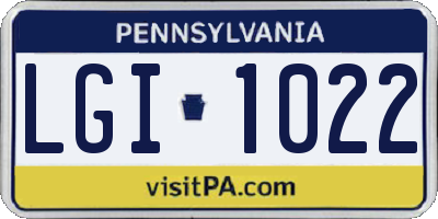 PA license plate LGI1022