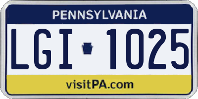 PA license plate LGI1025